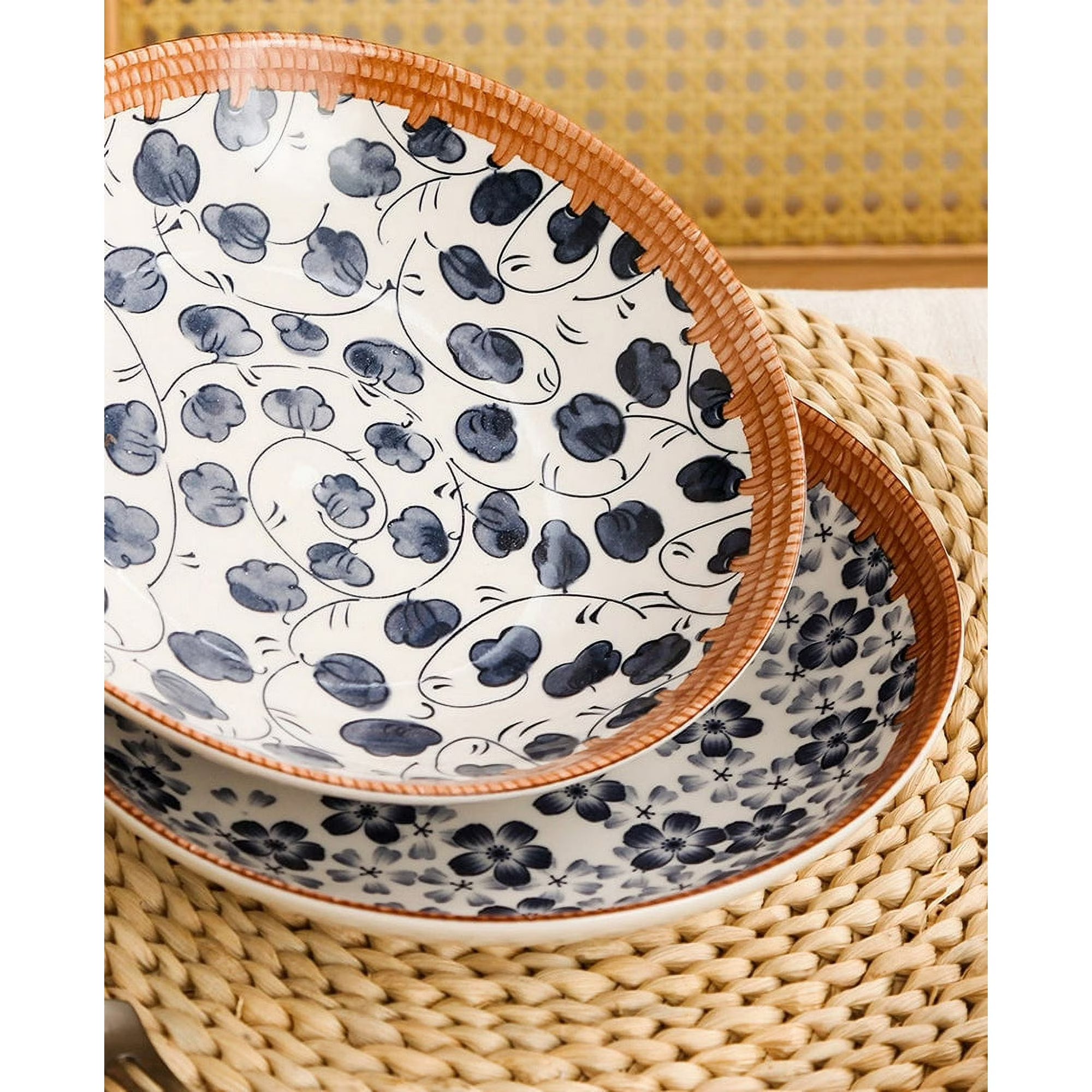 Set of 4 Handmade Ceramic Deep Dinner Plate 8"