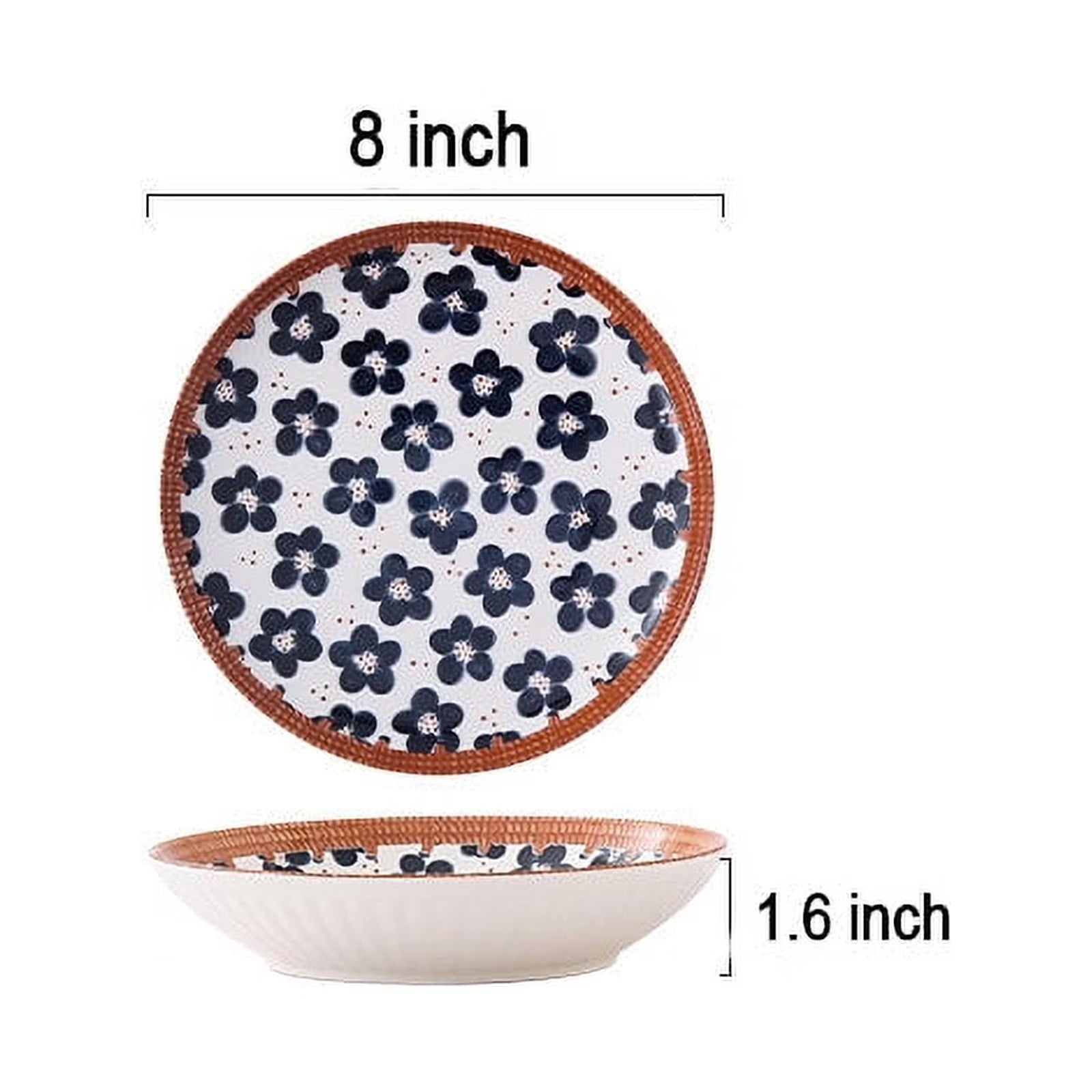 Set of 4 Handmade Ceramic Deep Dinner Plate 8"