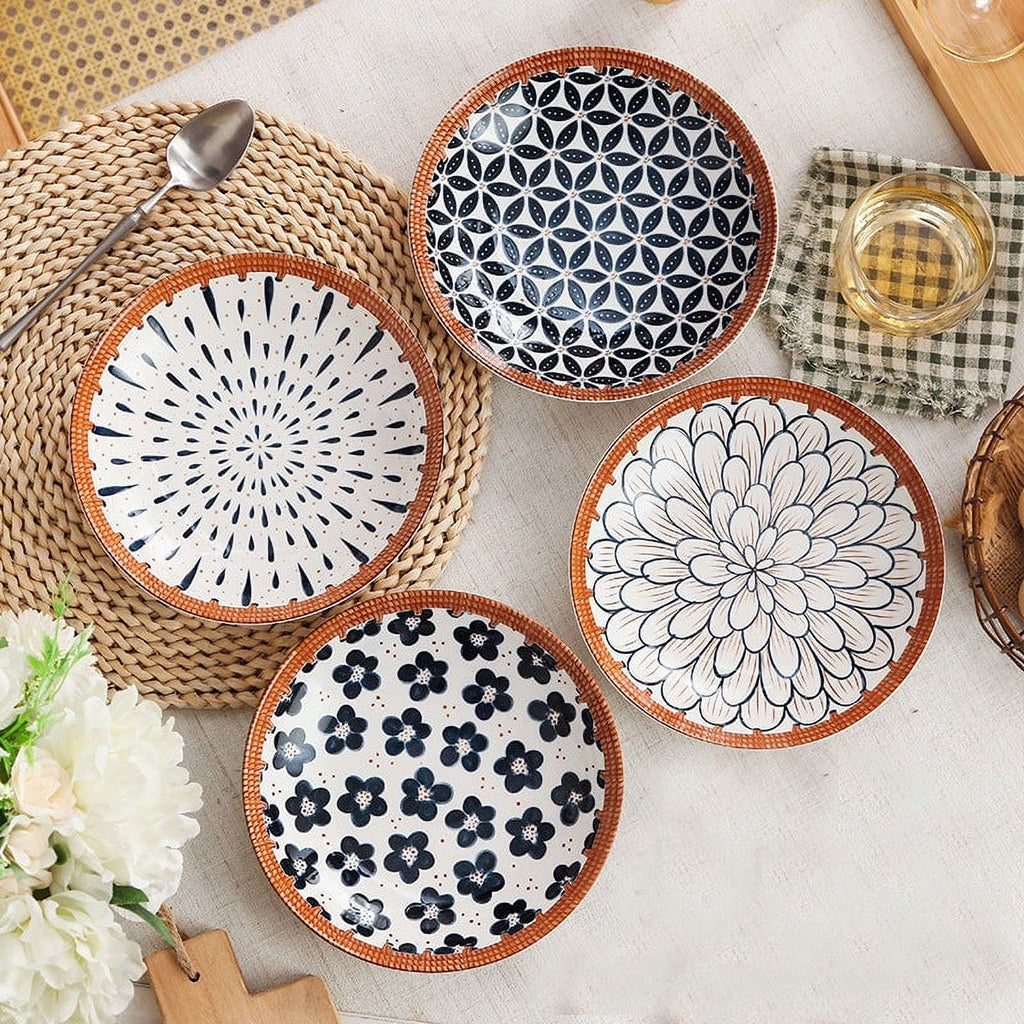 Set of 4 Handmade Ceramic Deep Dinner Plate 8"