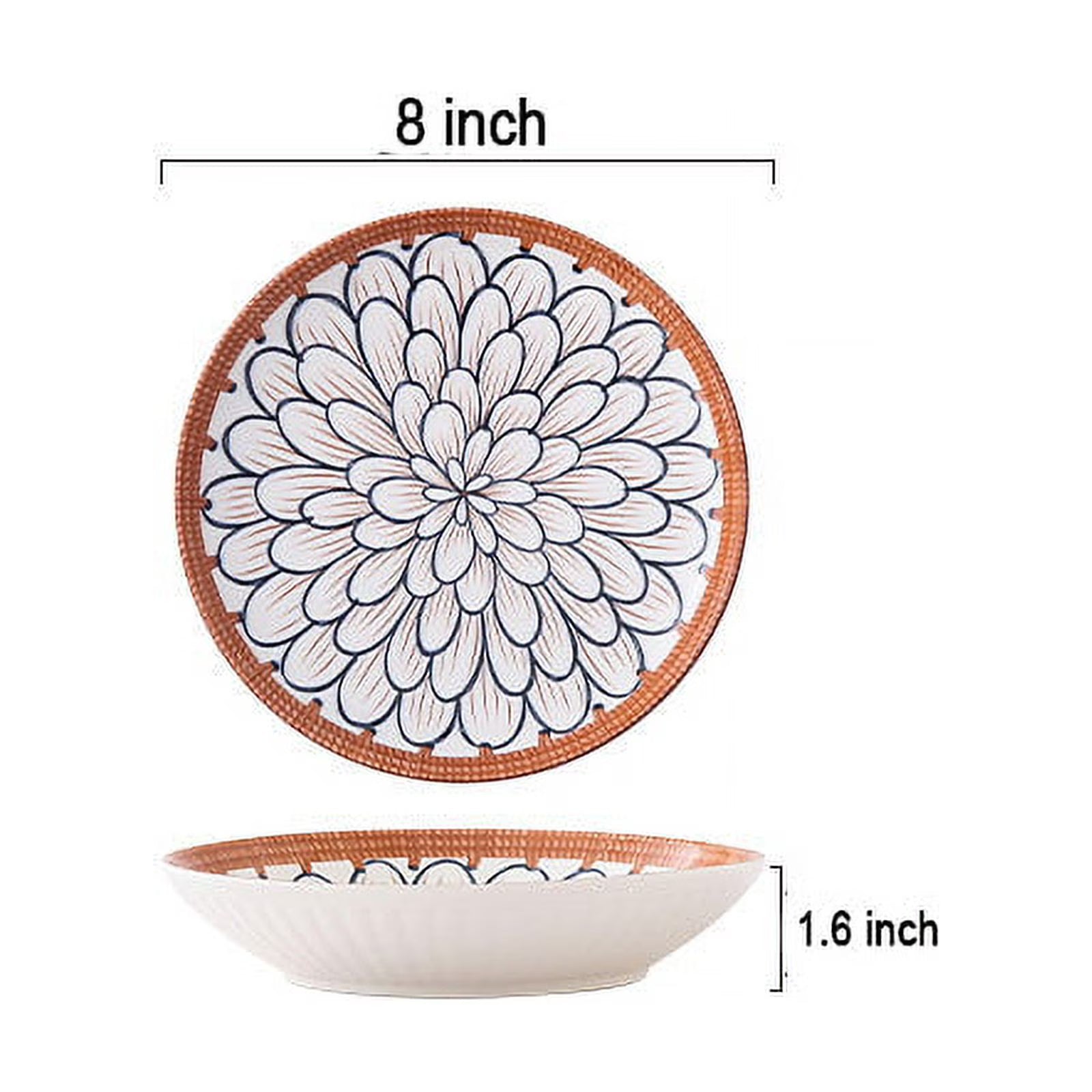 Set of 4 Handmade Ceramic Deep Dinner Plate 8"