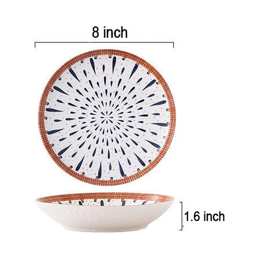 Set of 4 Handmade Ceramic Deep Dinner Plate 8"