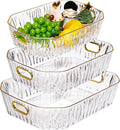 Clear Serving Tray Set with Handles – 3 Pack