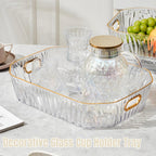 Clear Serving Tray Set with Handles – 3 Pack