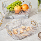 Clear Serving Tray Set with Handles – 3 Pack