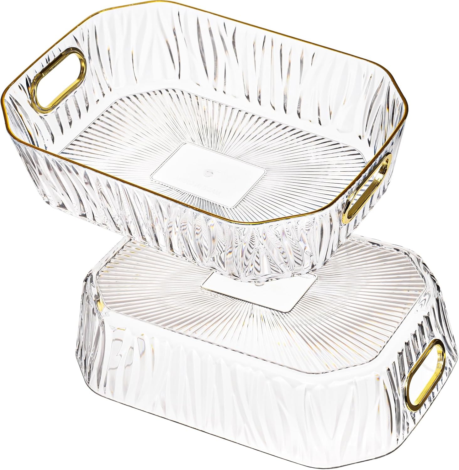 Clear Serving Tray Set with Handles – 3 Pack