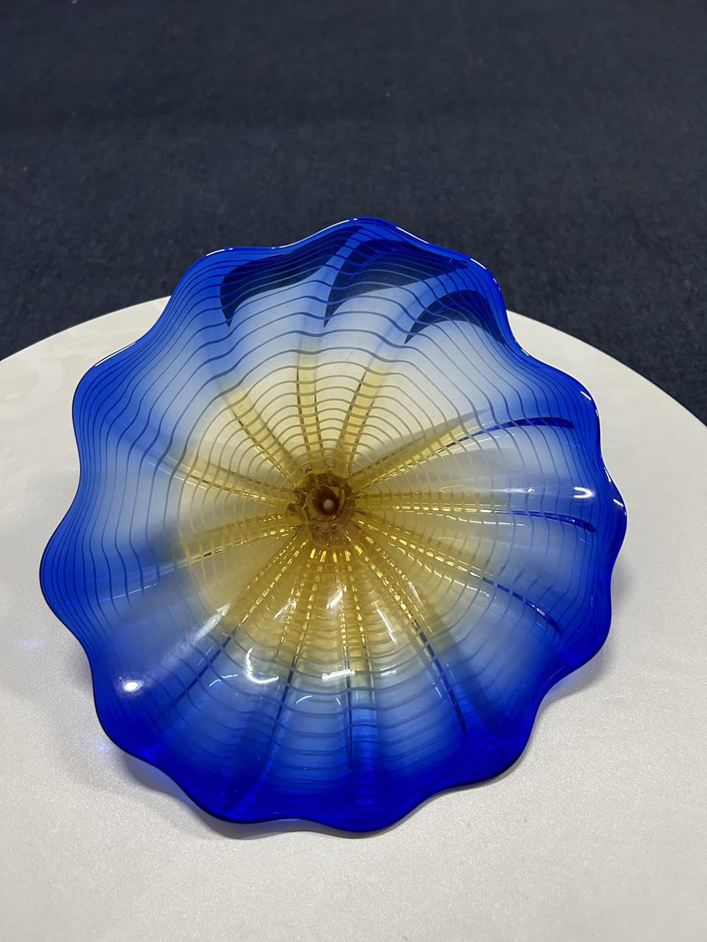 Modern Hand Blown Art Glass Platter – 12 Inch