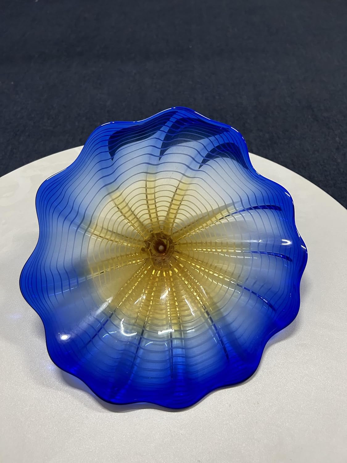 Modern Hand Blown Art Glass Platter – 12 Inch