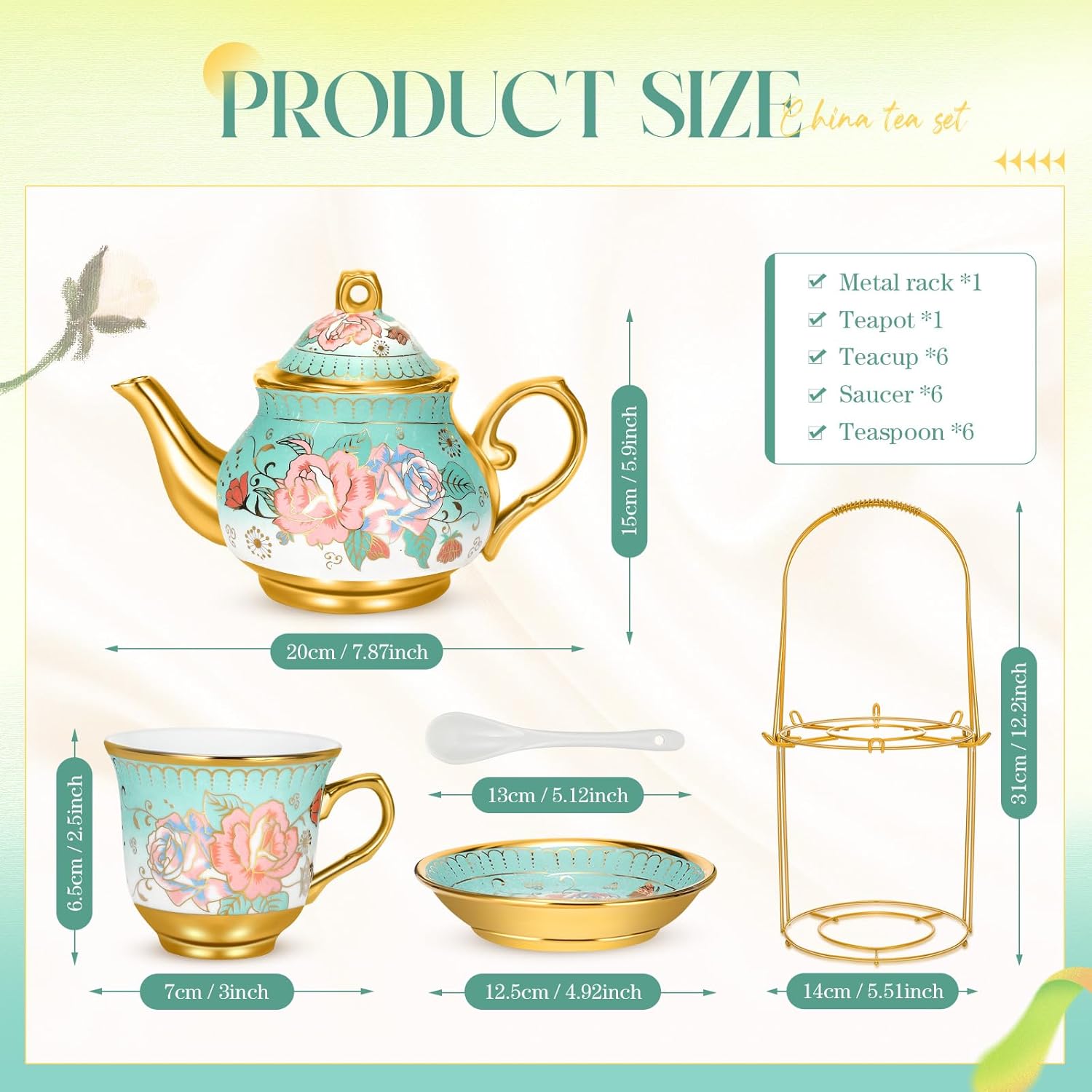 Porcelain Tea Set for Adults – 20 Piece Set