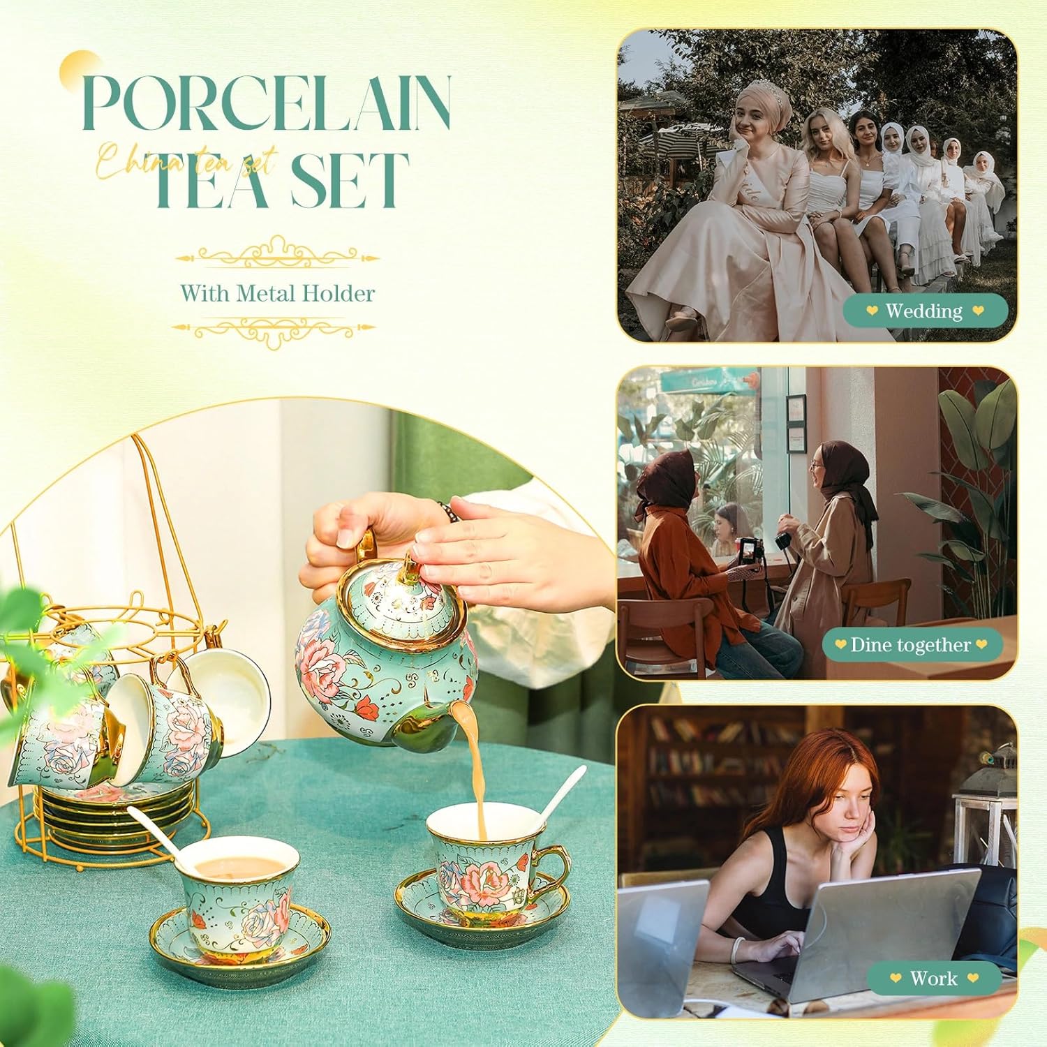Porcelain Tea Set for Adults – 20 Piece Set