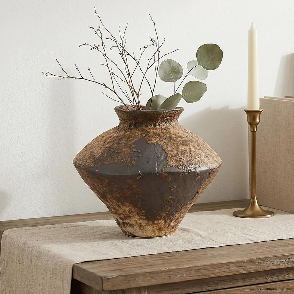 Small Stone Vase for Rustic Home Decor