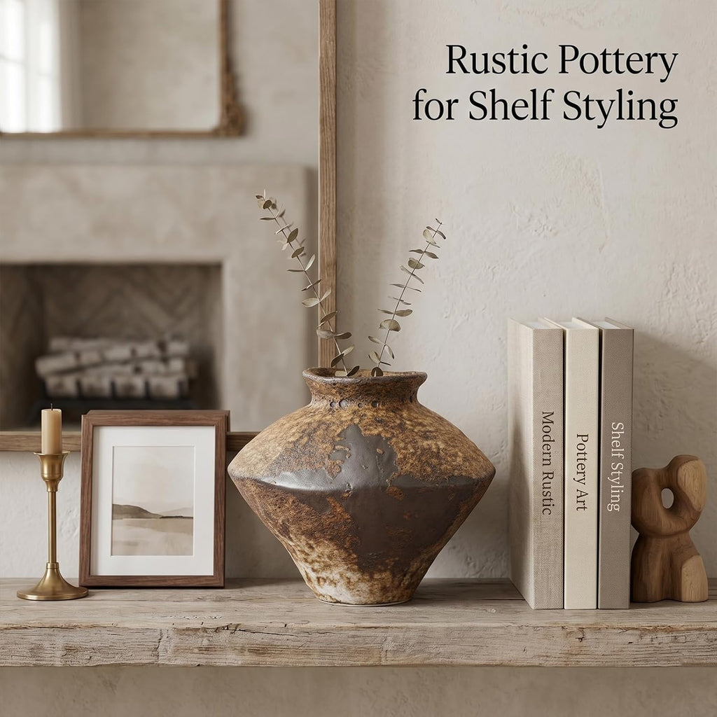 Small Stone Vase for Rustic Home Decor