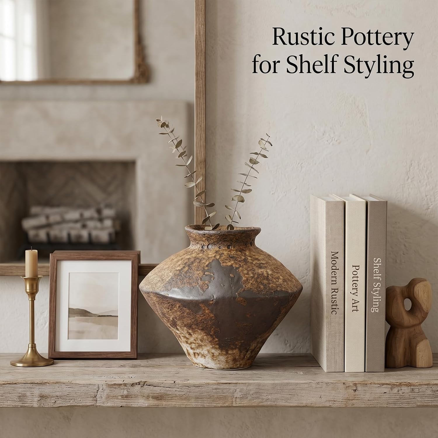 Small Stone Vase for Rustic Home Decor