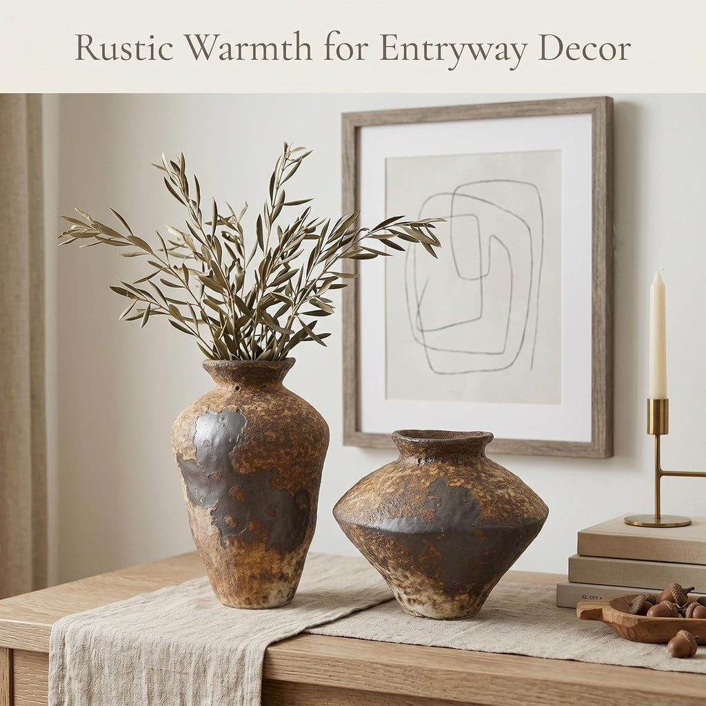 Small Stone Vase for Rustic Home Decor