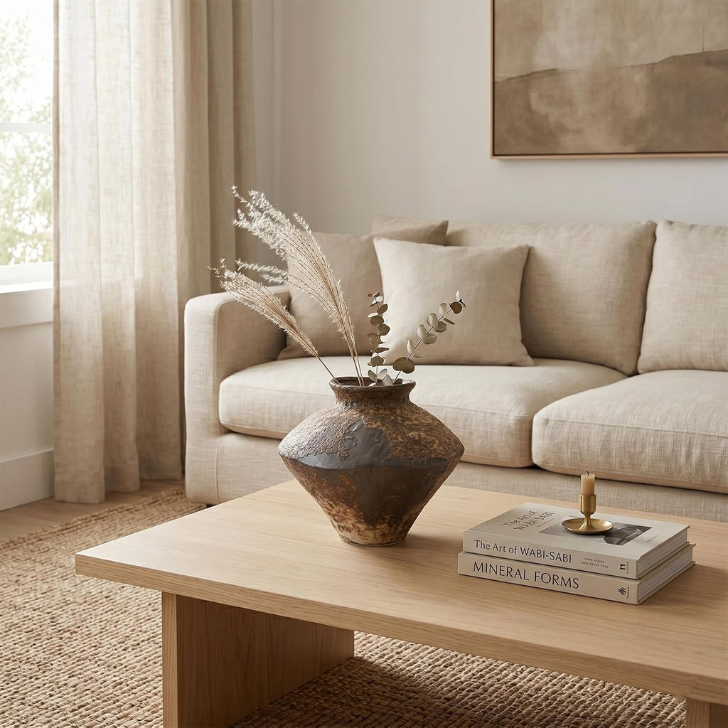 Small Stone Vase for Rustic Home Decor