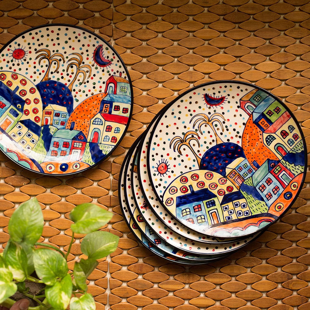 Ceramic Dinner Plates – 6-Piece Set, Multi-Colored