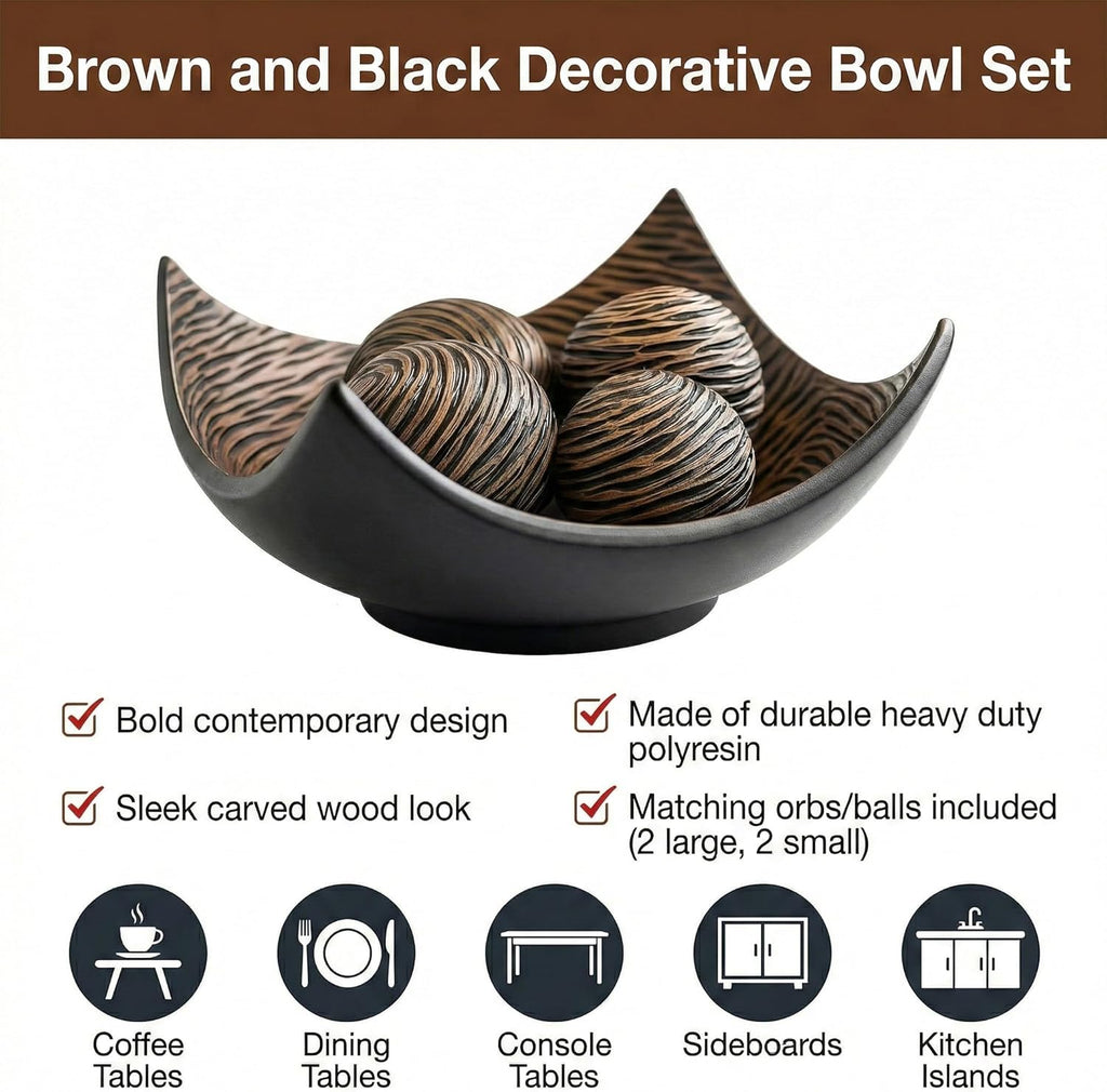 Decorative Scoop Bowl Centerpiece Set – 5 Piece