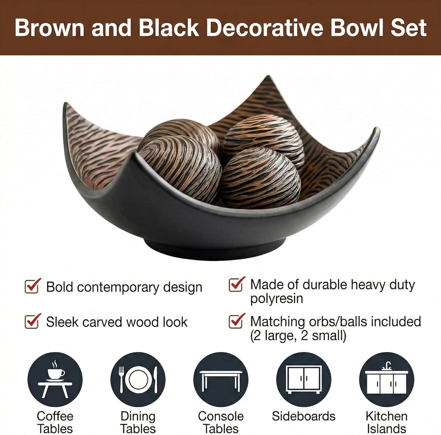 Decorative Scoop Bowl Centerpiece Set – 5 Piece