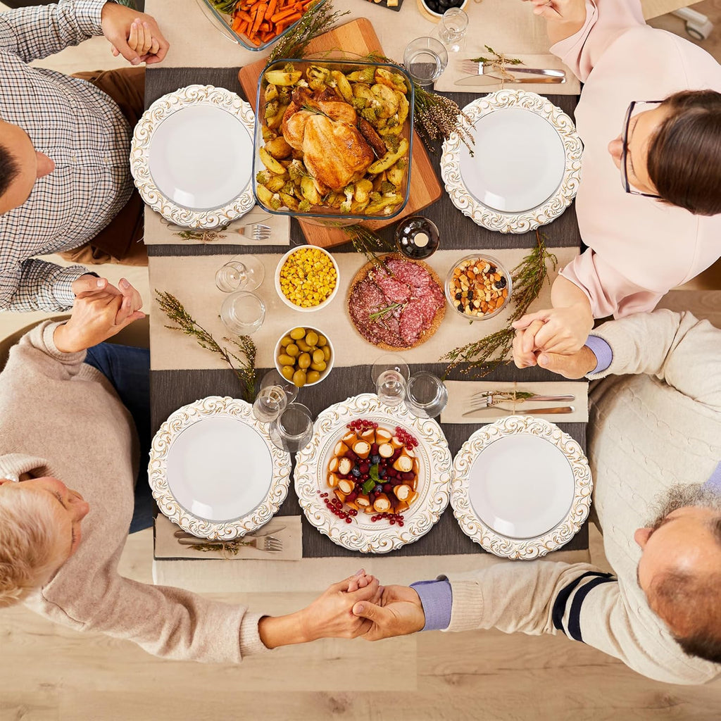 Antique White Charger Plates – 13 Inch, Set of 8