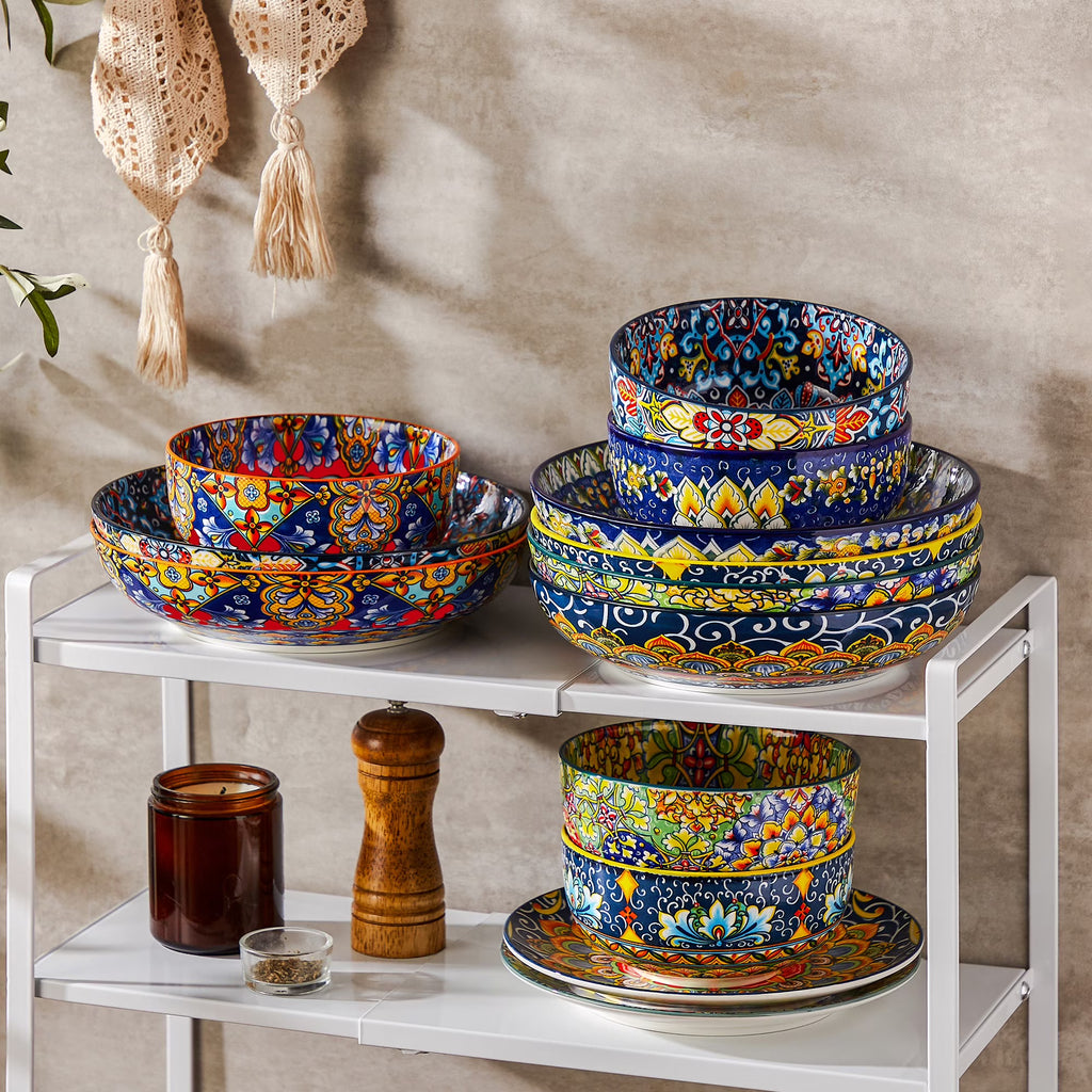 Ceramic Pasta Bowls Set of 6 – 42 oz