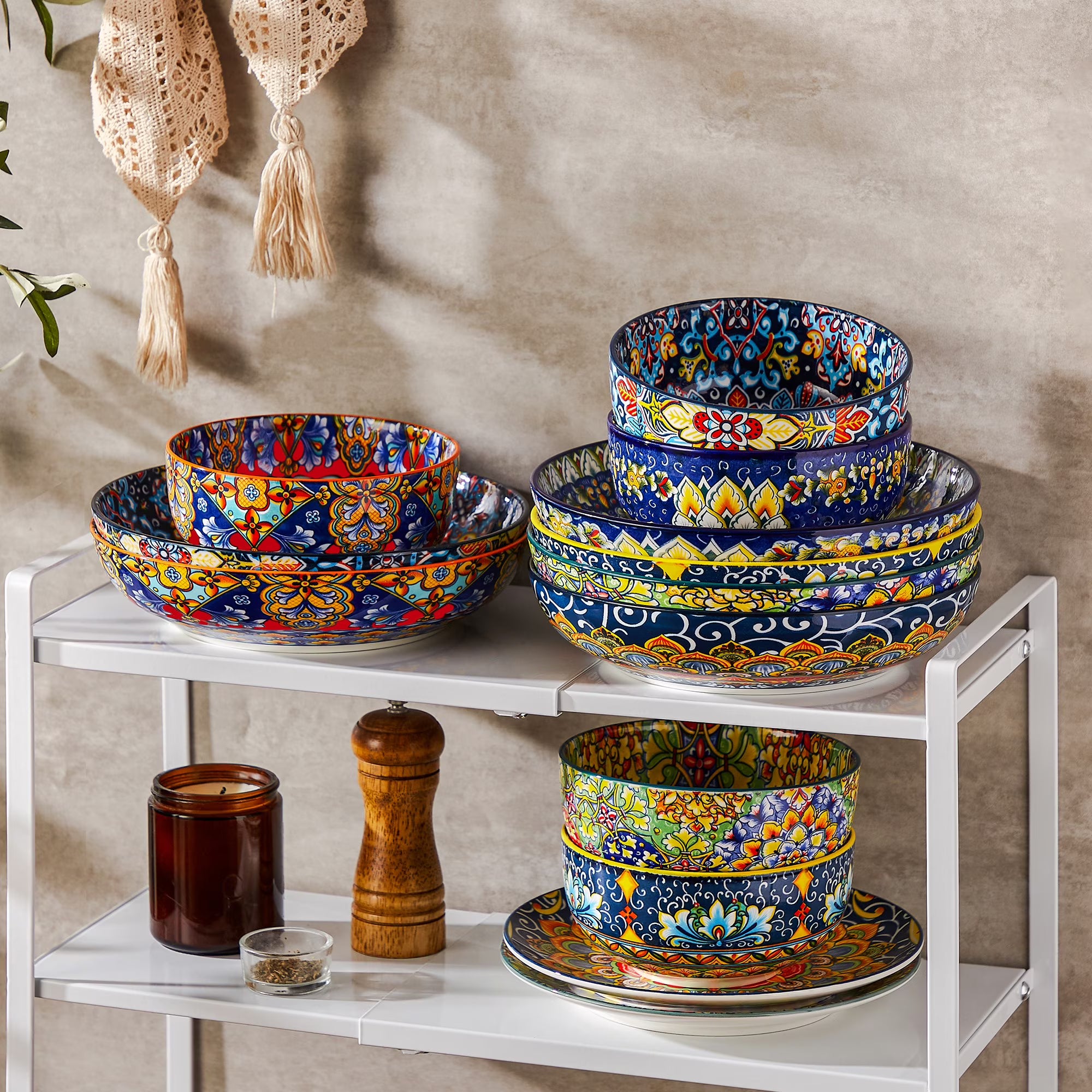 Ceramic Pasta Bowls Set of 6 – 42 oz