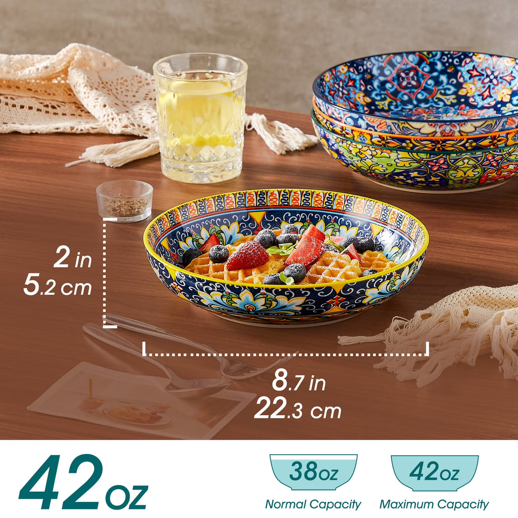 Ceramic Pasta Bowls Set of 6 – 42 oz