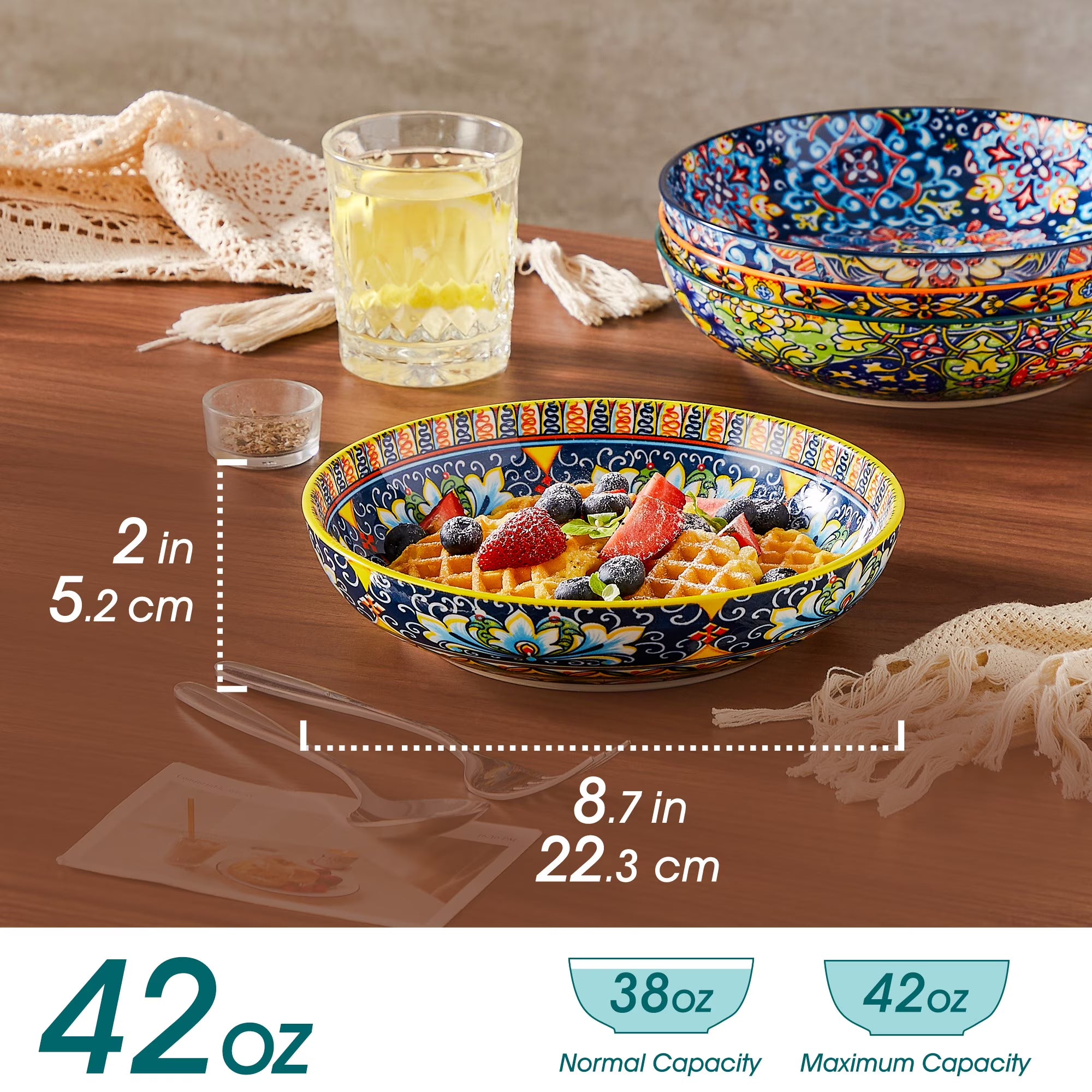 Ceramic Pasta Bowls Set of 6 – 42 oz