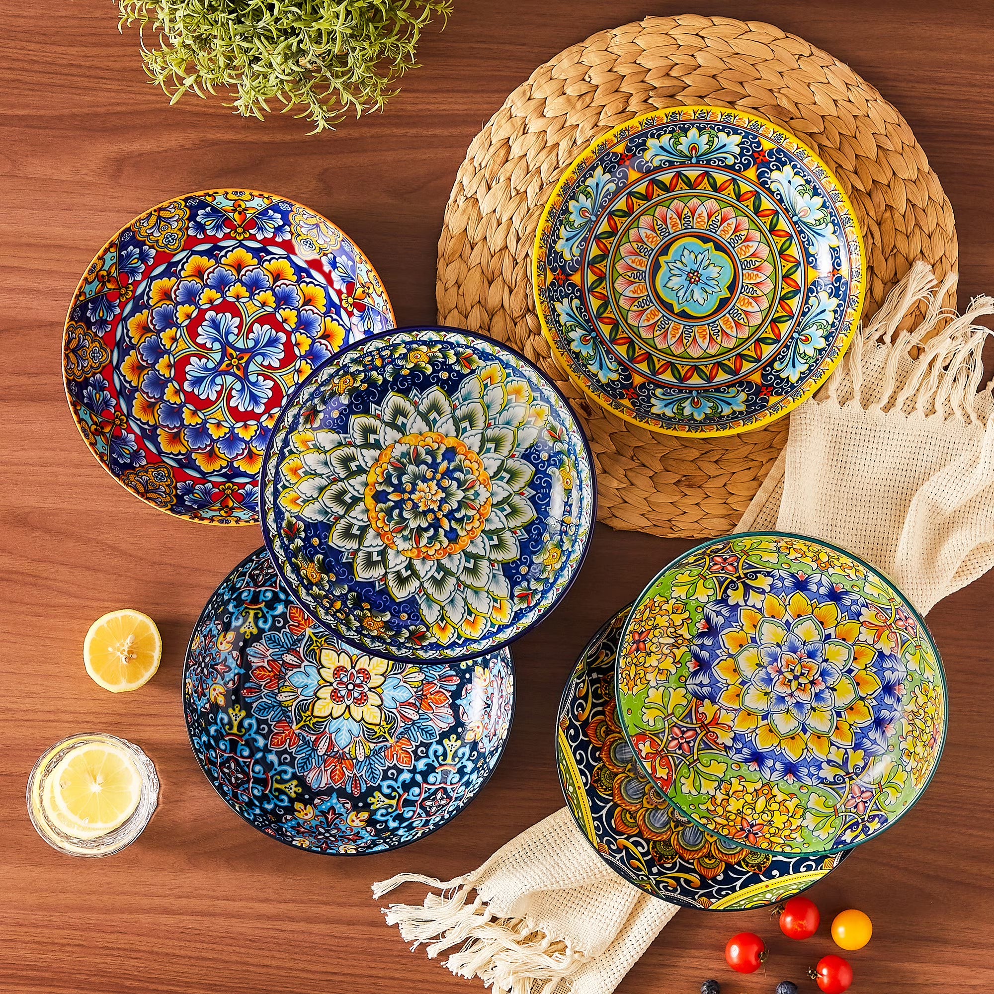 Ceramic Pasta Bowls Set of 6 – 42 oz