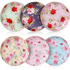 Floral Ceramic Dessert Plates – Set of 6, 8 Inch